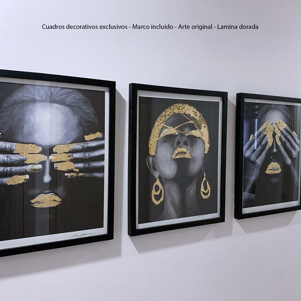 Cuadros Set X 3 BLACK FACE 40 X 50 CM C/U