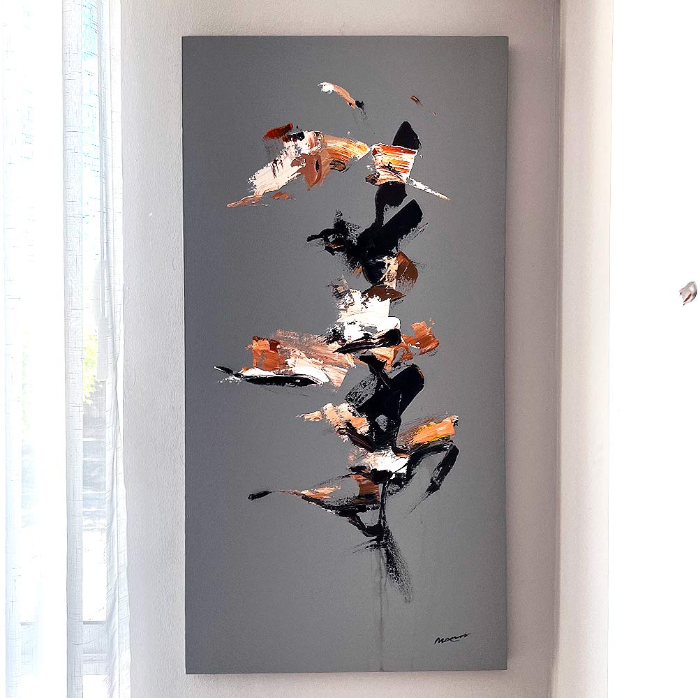 Cuadro original Abstracto -SERIE GRAY "FLUSH 234"- 120 X 60 CM