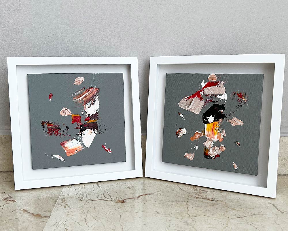 Set collage x 2 -SERIE GRAY "FLUID" - 27 X 27 CM C/U