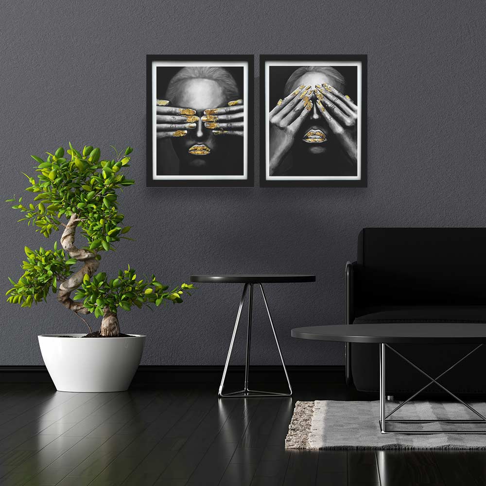 Cuadros Set X 2 BLACK FACE 40 X 50 CM C/U