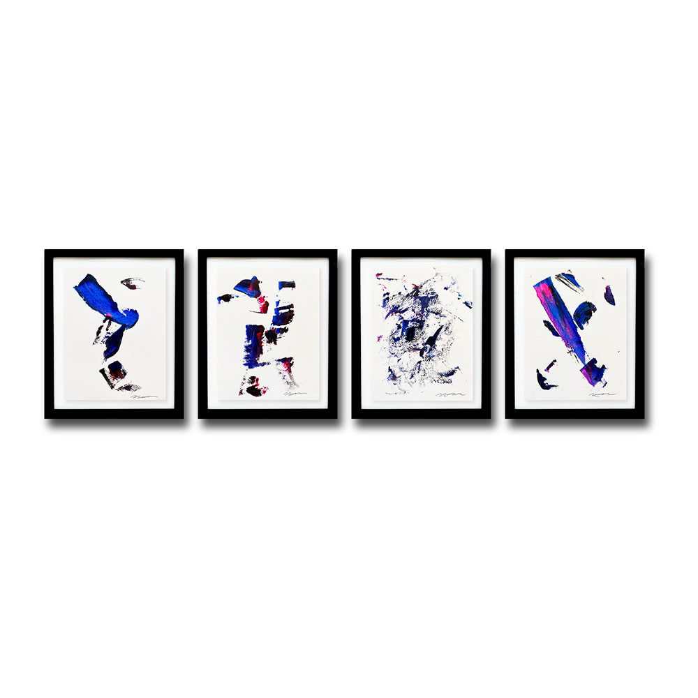 Set collage x 4 -"BLACK BLUE  " - 40 X 34 CM C/U