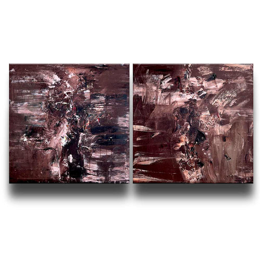 Cuadro original Abstracto SET X 2 -SERIE GRAY "BROWNIE"- 40 X 40 CM C/U