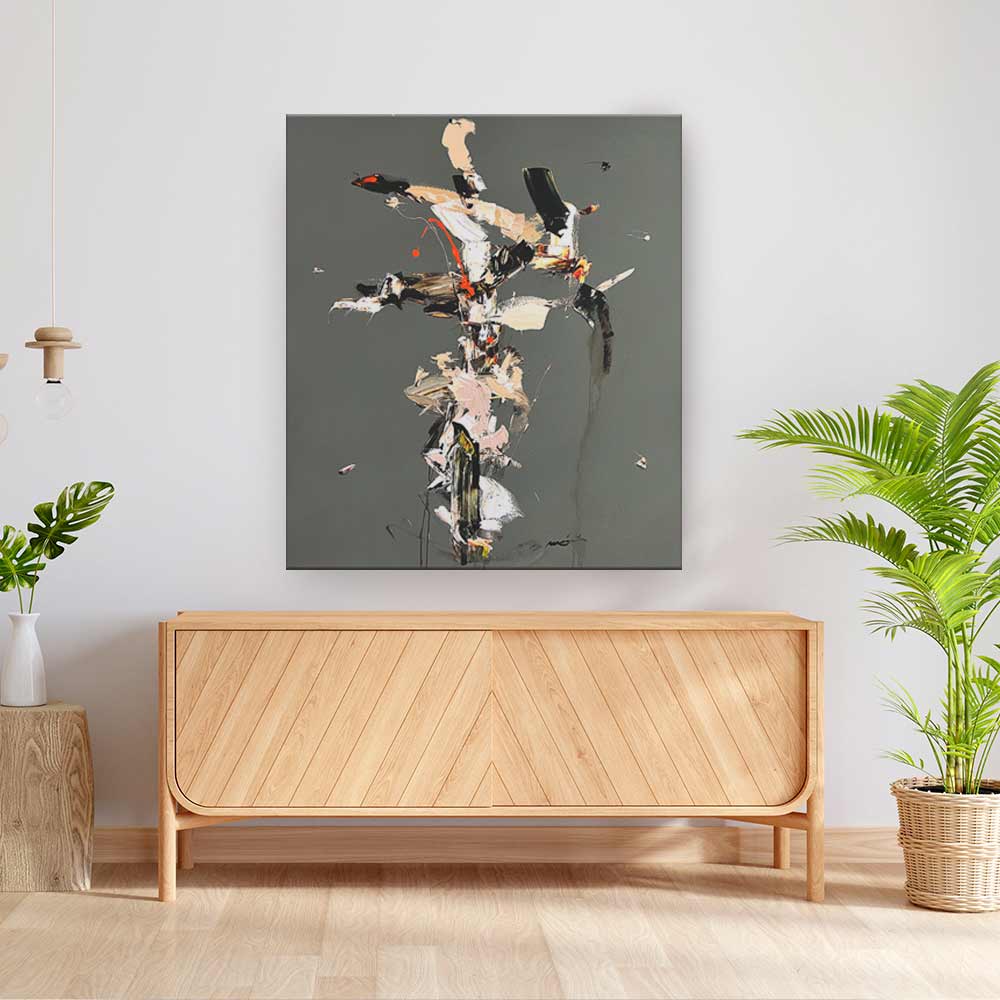 Cuadro original Abstracto -SERIE GRAY "FLUSH III"- 120 X 100 CM