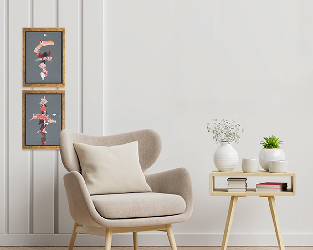 Set collage x 2 -SERIE GRAY "ORANGE" - 37 X 27 CM C/U