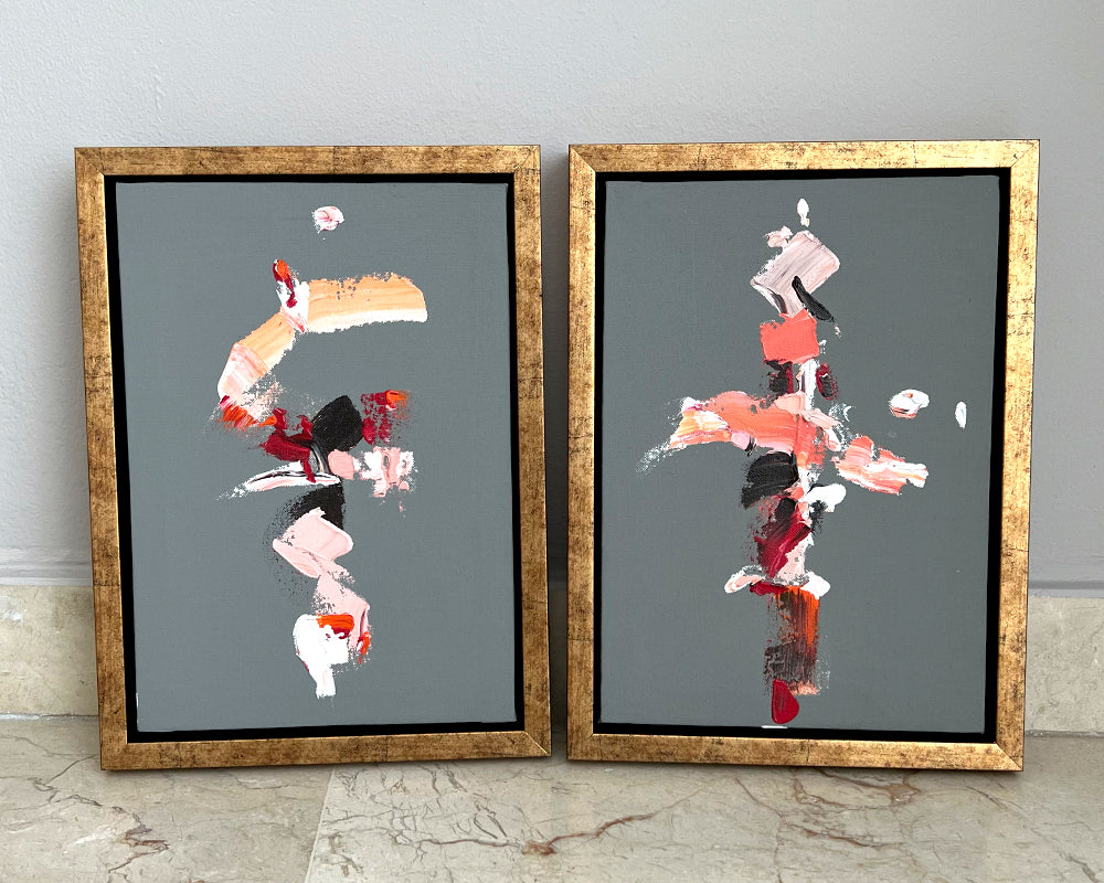 Set collage x 2 -SERIE GRAY "ORANGE" - 37 X 27 CM C/U